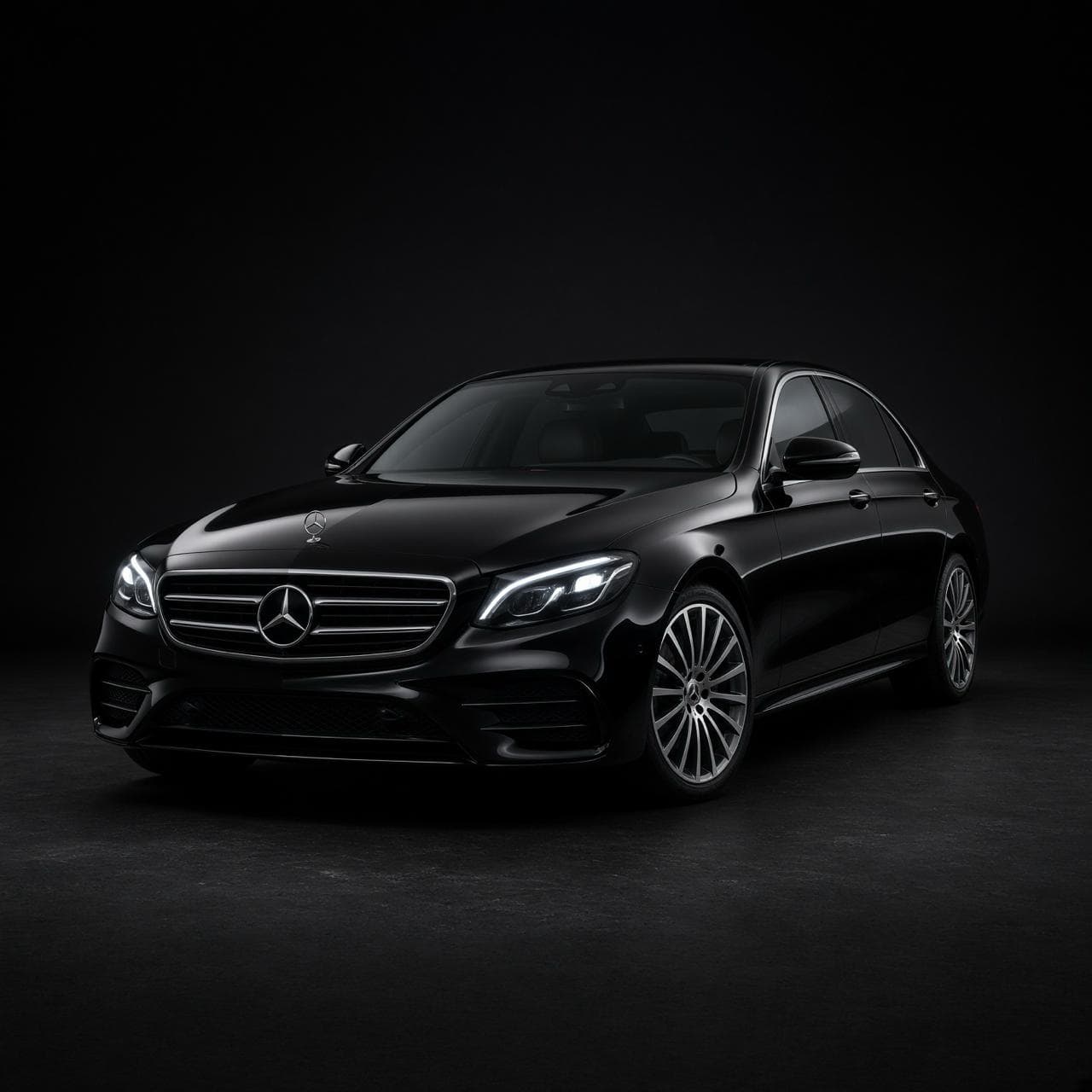 Black Mercedes after a premium car wash