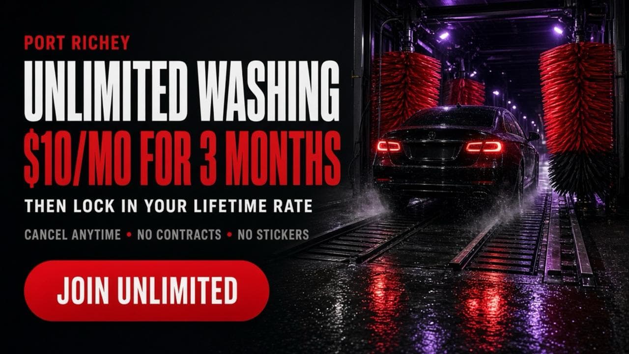 Unlimited washing $10/mo for 3 months — lock in your Founders Club rate. Cancel anytime, no contracts, no stickers.